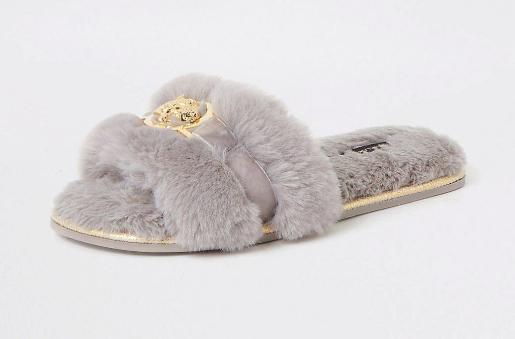gold fluffy slippers