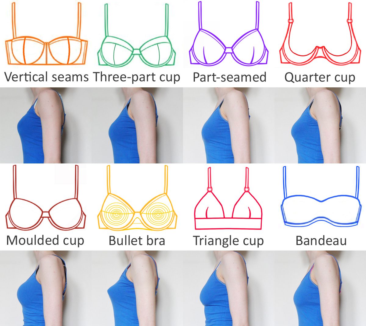 What are the different types of bra cups?