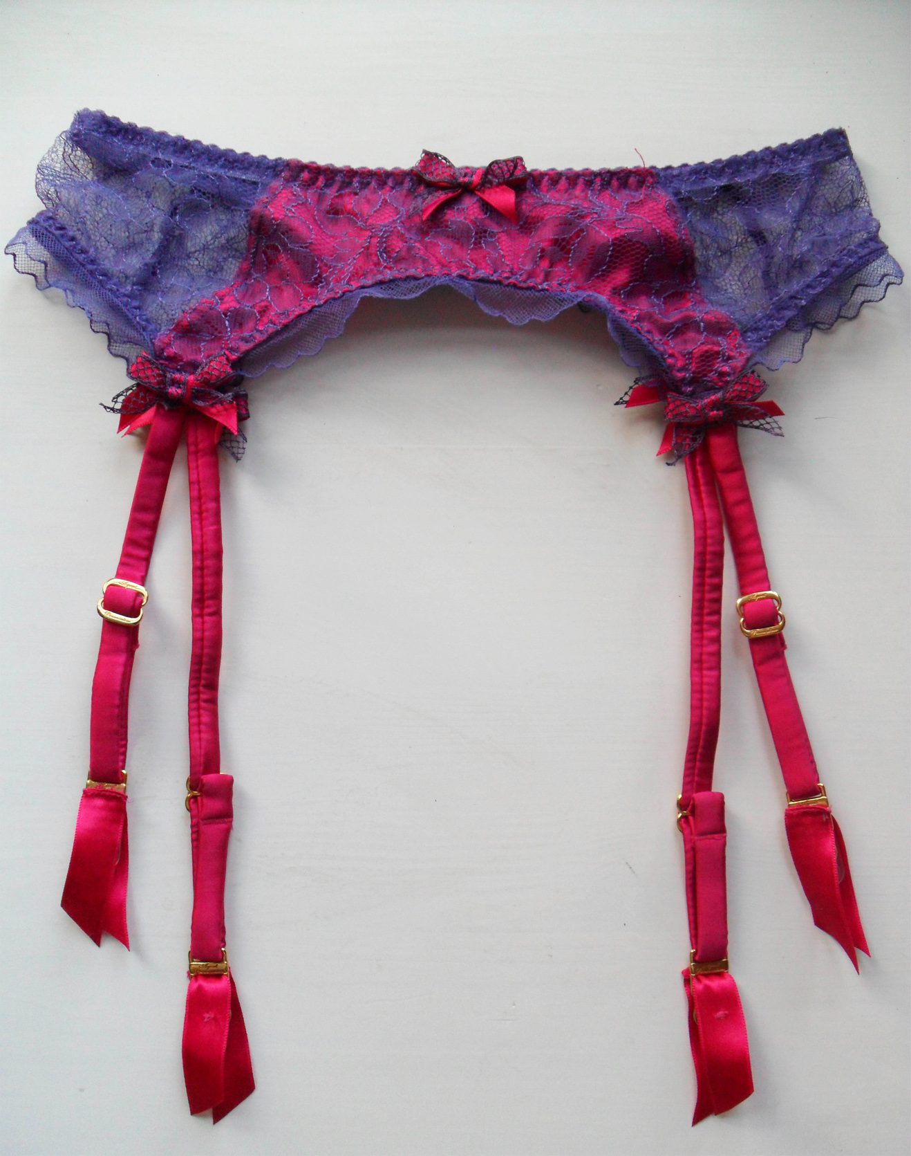 Agent Provocateur Sparkle Metallic Embroidered Mesh Suspender Belt in  Purple