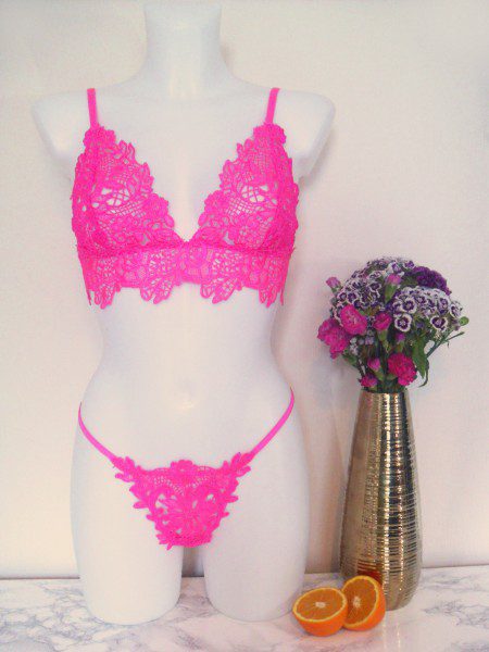 Pink Ann Summers Lace Cup Satin Bra