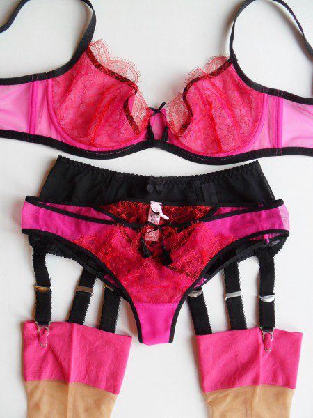 Review: Agent Provocateur Megan Bra Set & Dark Pink/Champagne Stockings ...