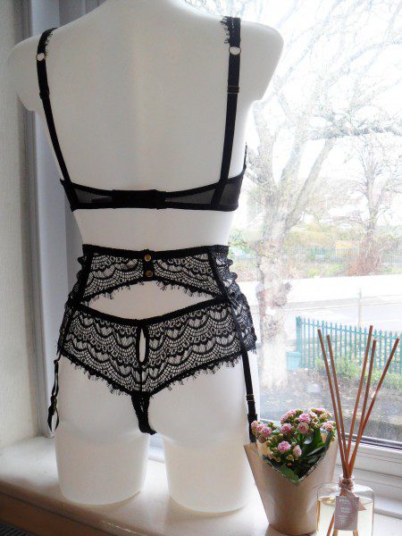 Mimi' black lace bralette and thong