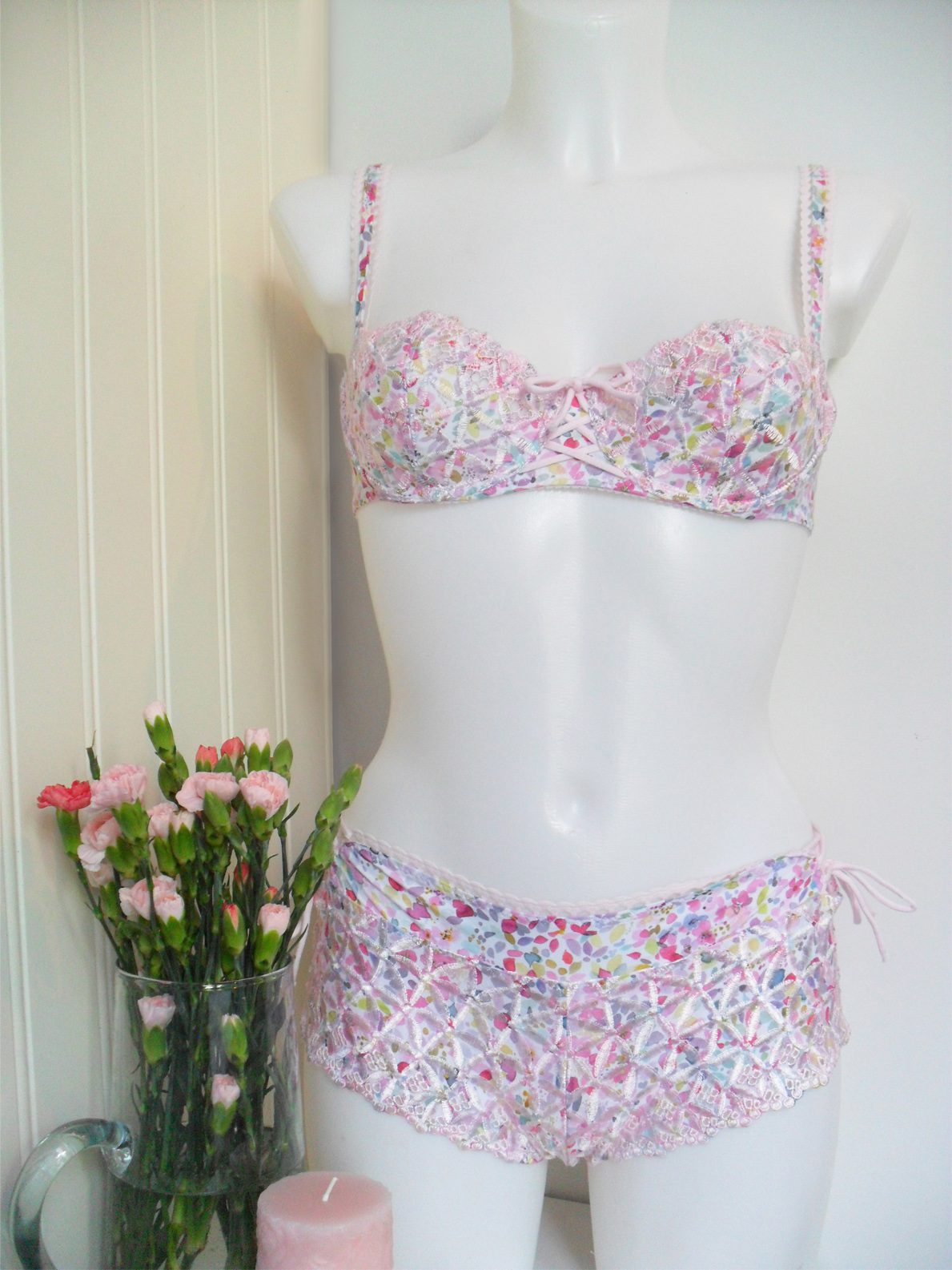 Pink Lace LUCY Quarter cup bra