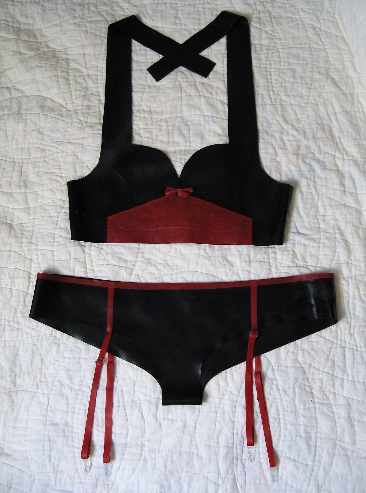  Red Latex Lingerie for Women Women Lingerie Set with