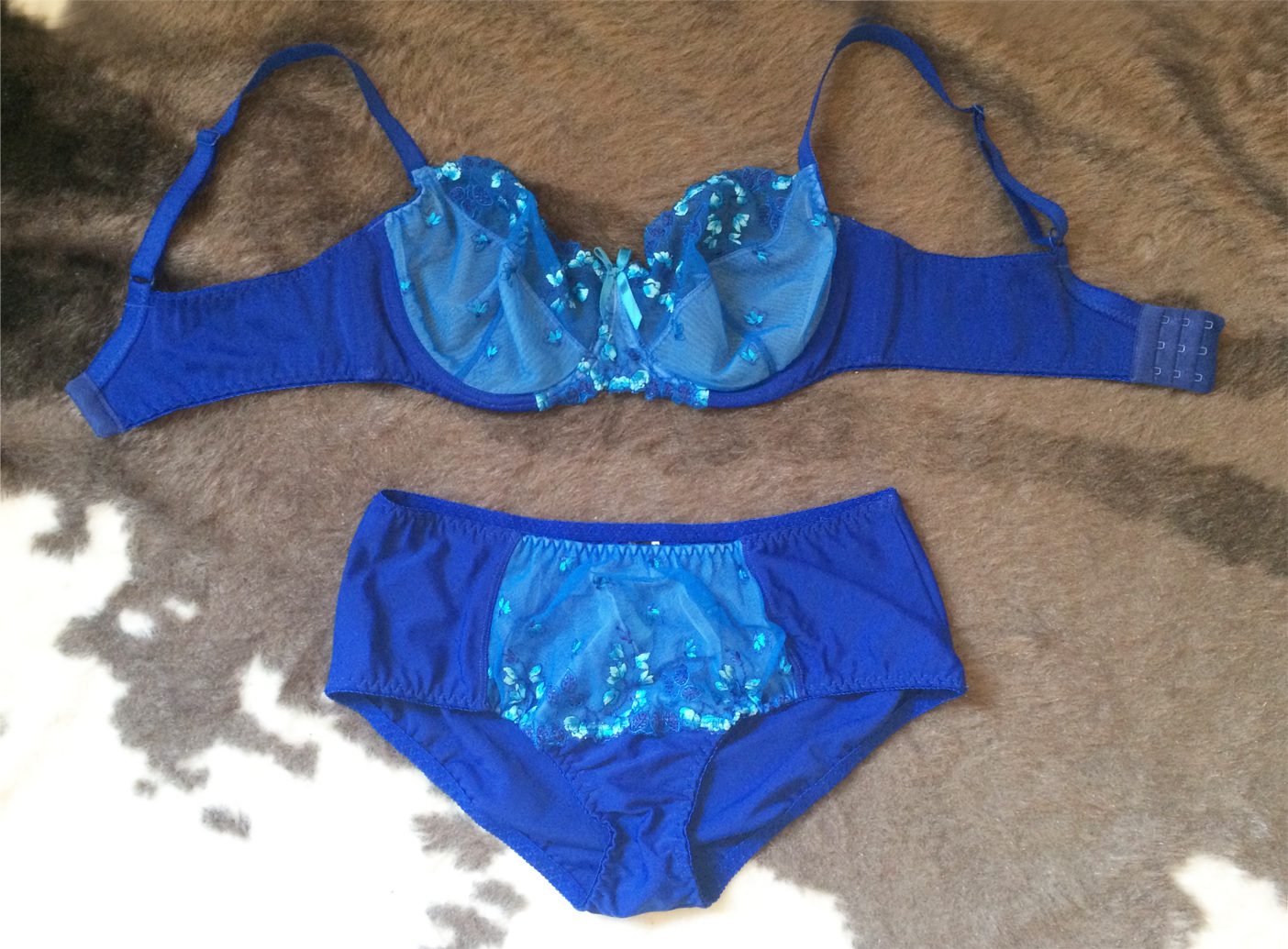 Boldiva Plus Size Sexy Padded Bra Panty Lingerie Sets 1045 Blue - Boldiva