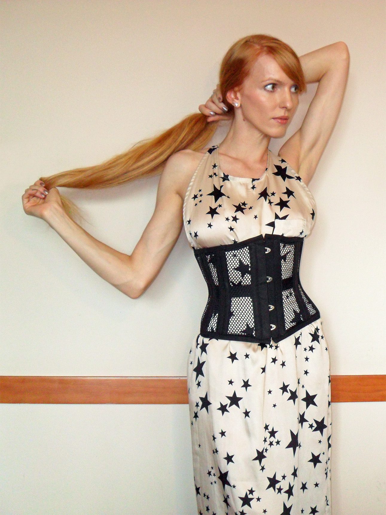 Lara Black Cotton Underbust Corset with Hip Ties