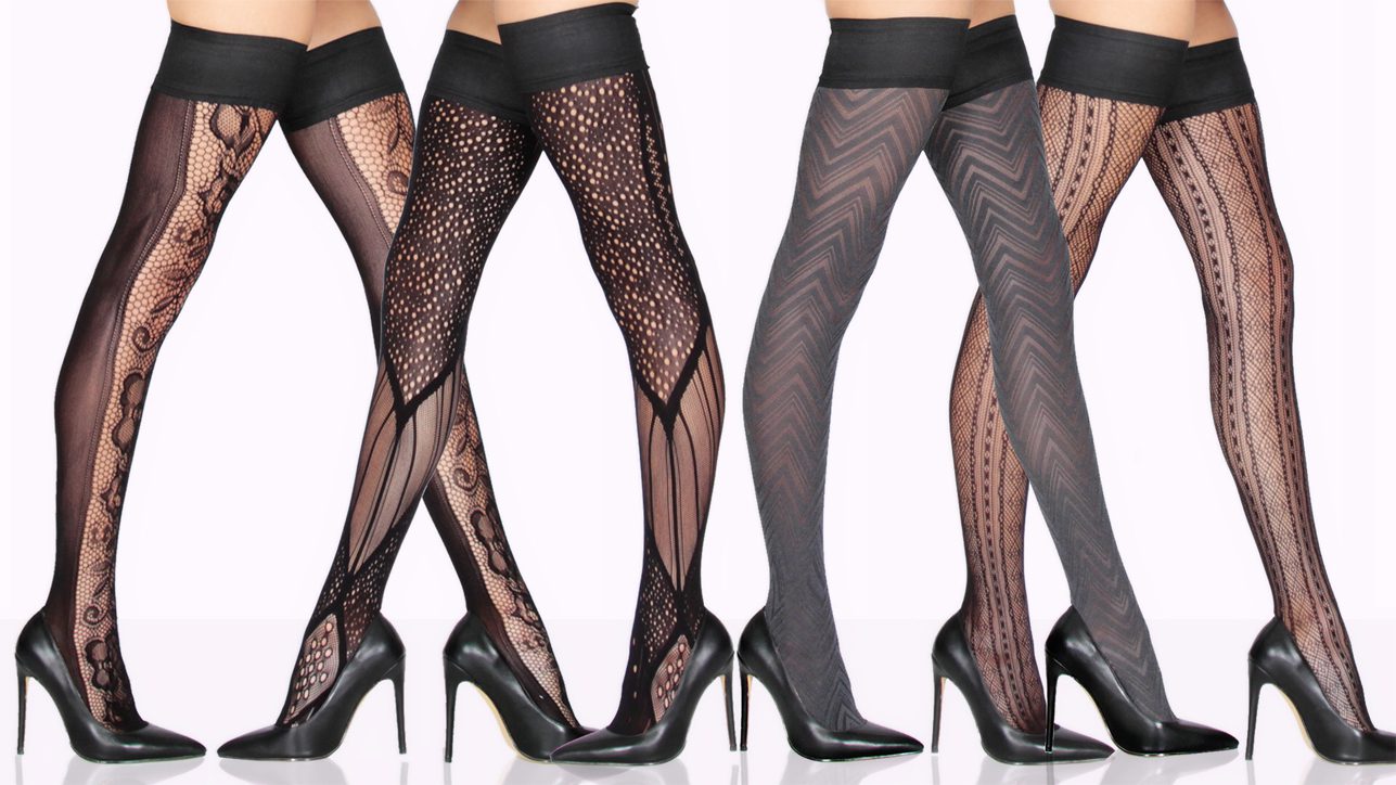 ALBA Back Seam Thigh Highs - Stockings That Stay Up