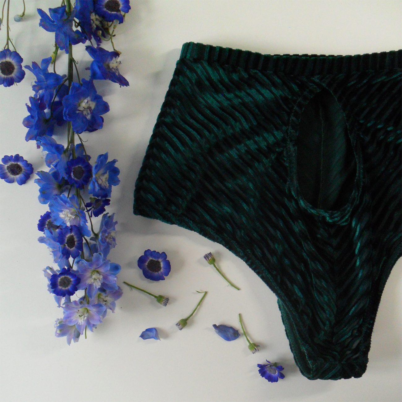 Emerald Green Velvet Bra & Knicker Set