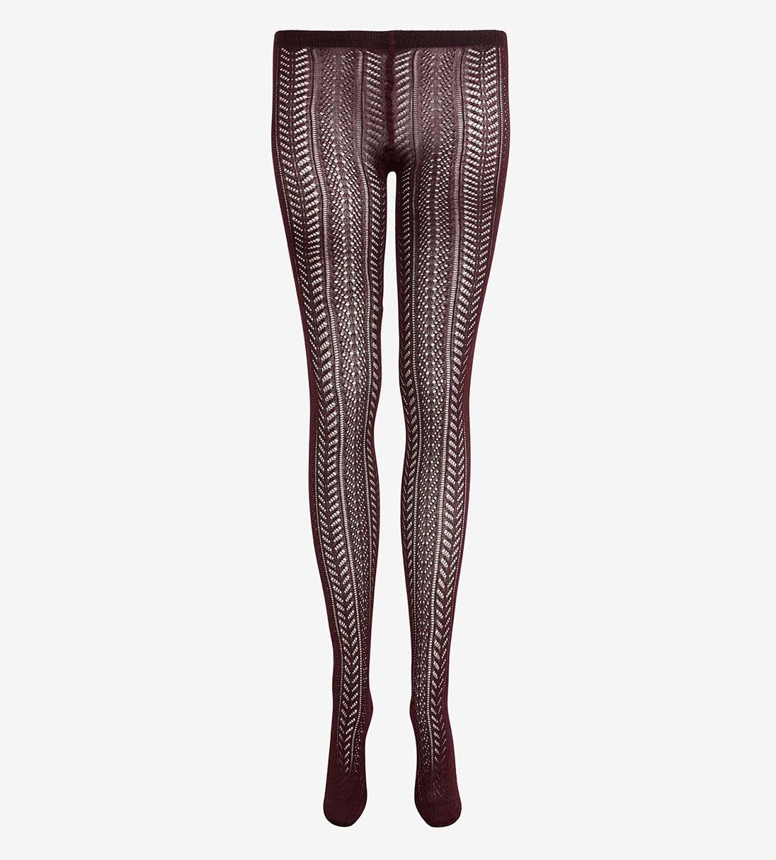 Diamond Patterned Cotton Blend Sweater Tights
