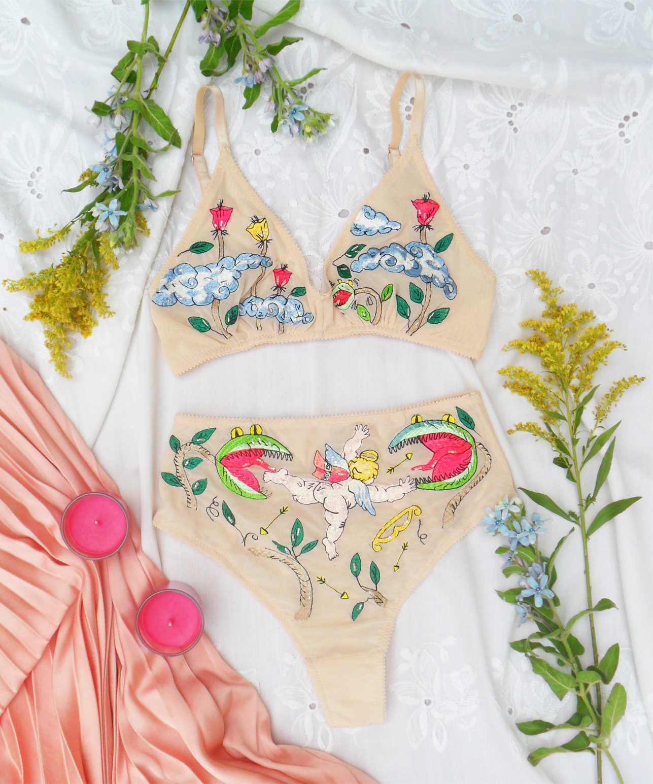 Lingerie Review: TKC Design Inc. Electric Dahlia Bralette Set