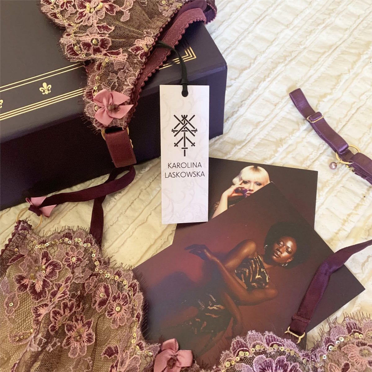 Karolina Laskowska  Eos Aubergine Lingerie Set at Jane's Vanity