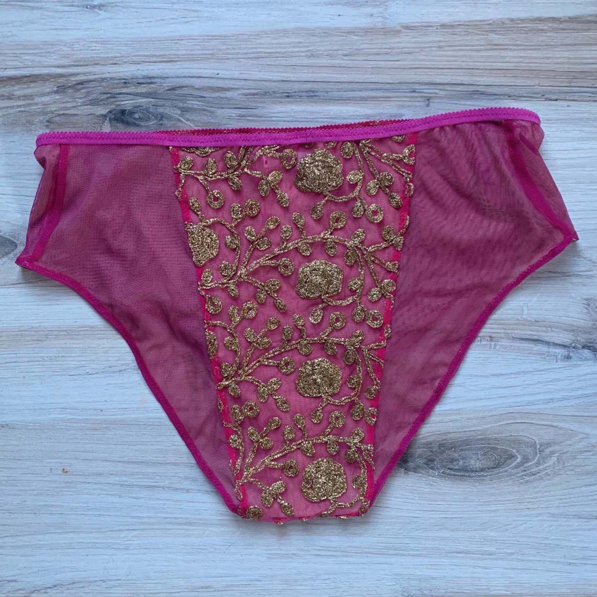 TKC Design Inc Electric Dahlia Indian-inspired tinsel embroidery knickers