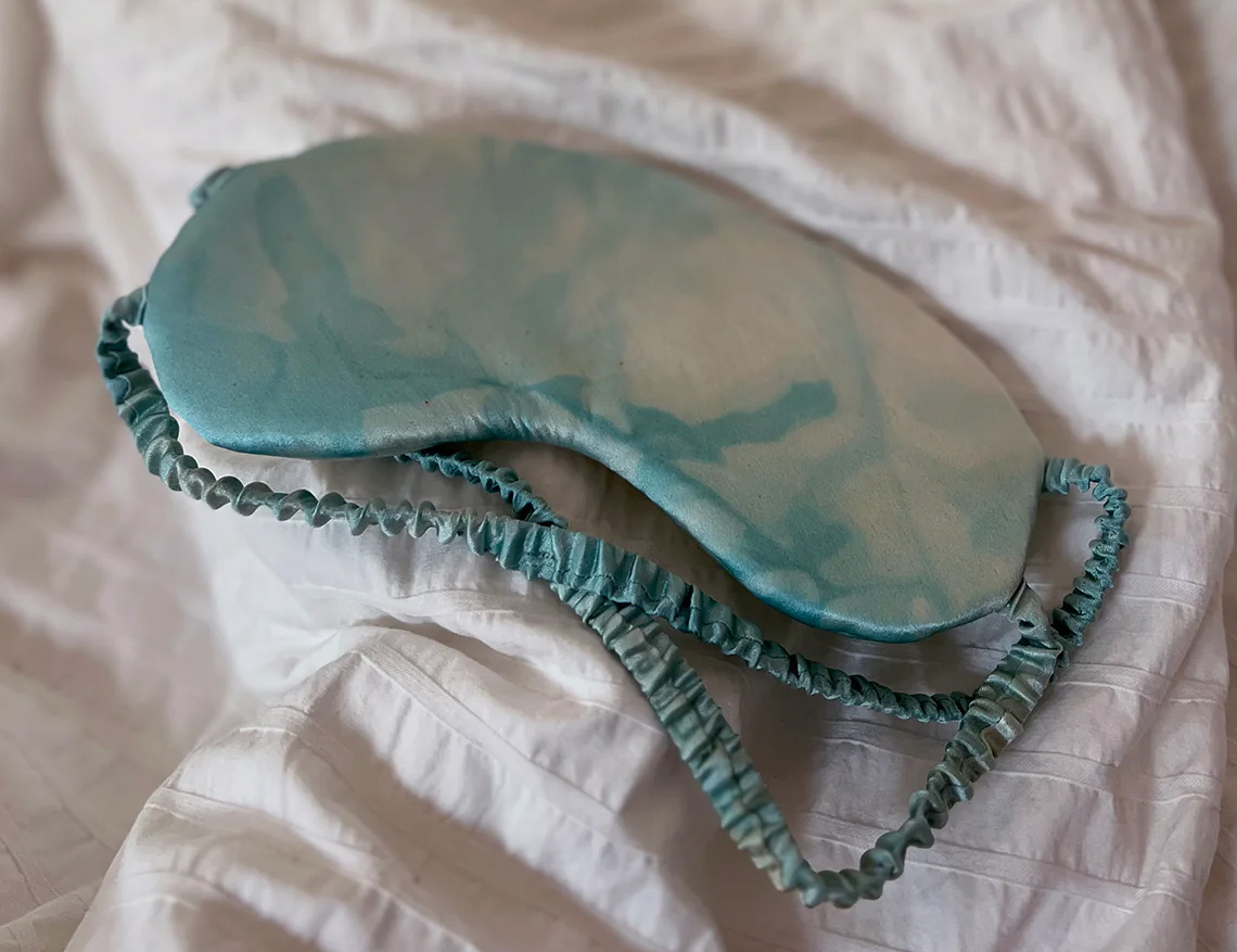 Clare Bare upcycled silk eye mask made from fabric scraps