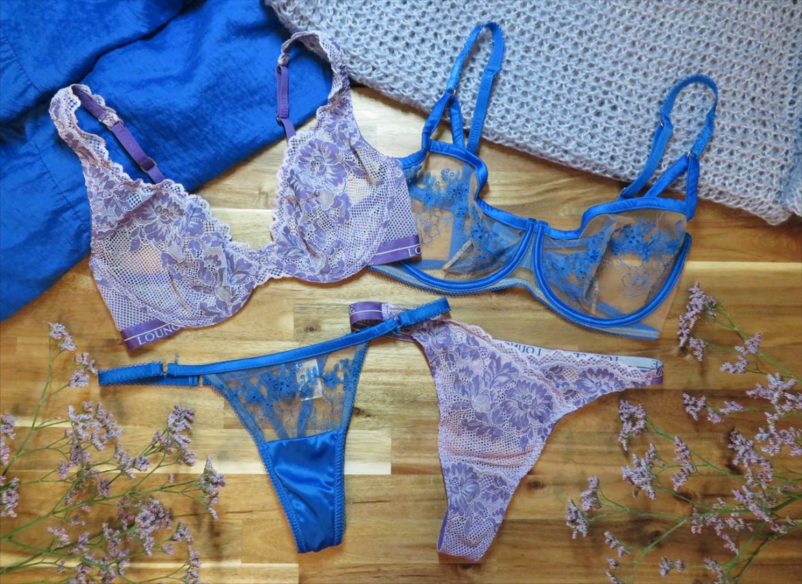 Lilac and electric blue Lounge Underwear bra sets