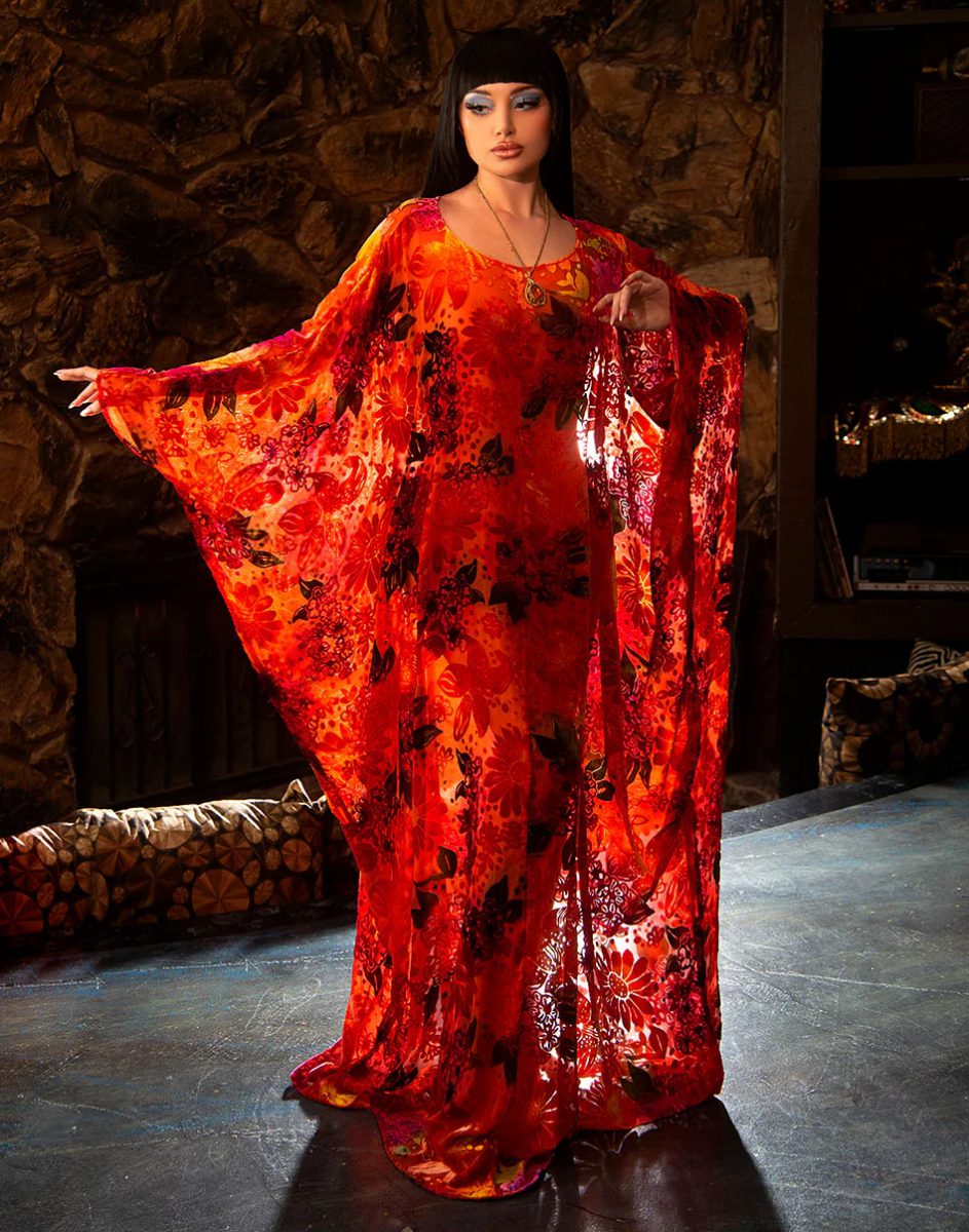 Dottie's Delights orange velvet kaftan