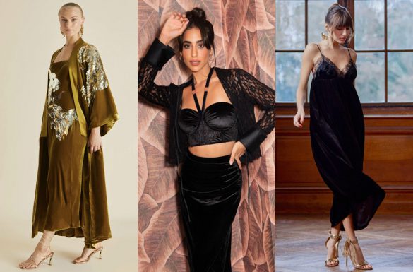 Velvet lingerie as outerwear inspiration