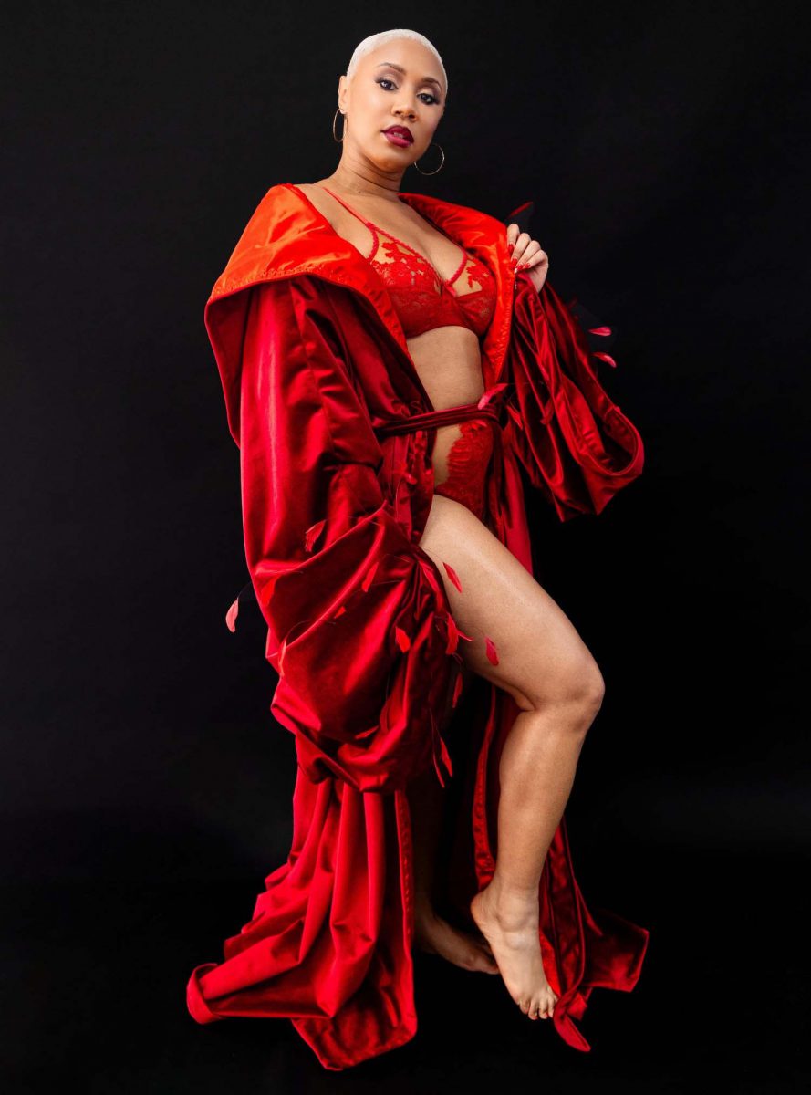 Sada by Sarah Ravel red velvet cloak robe