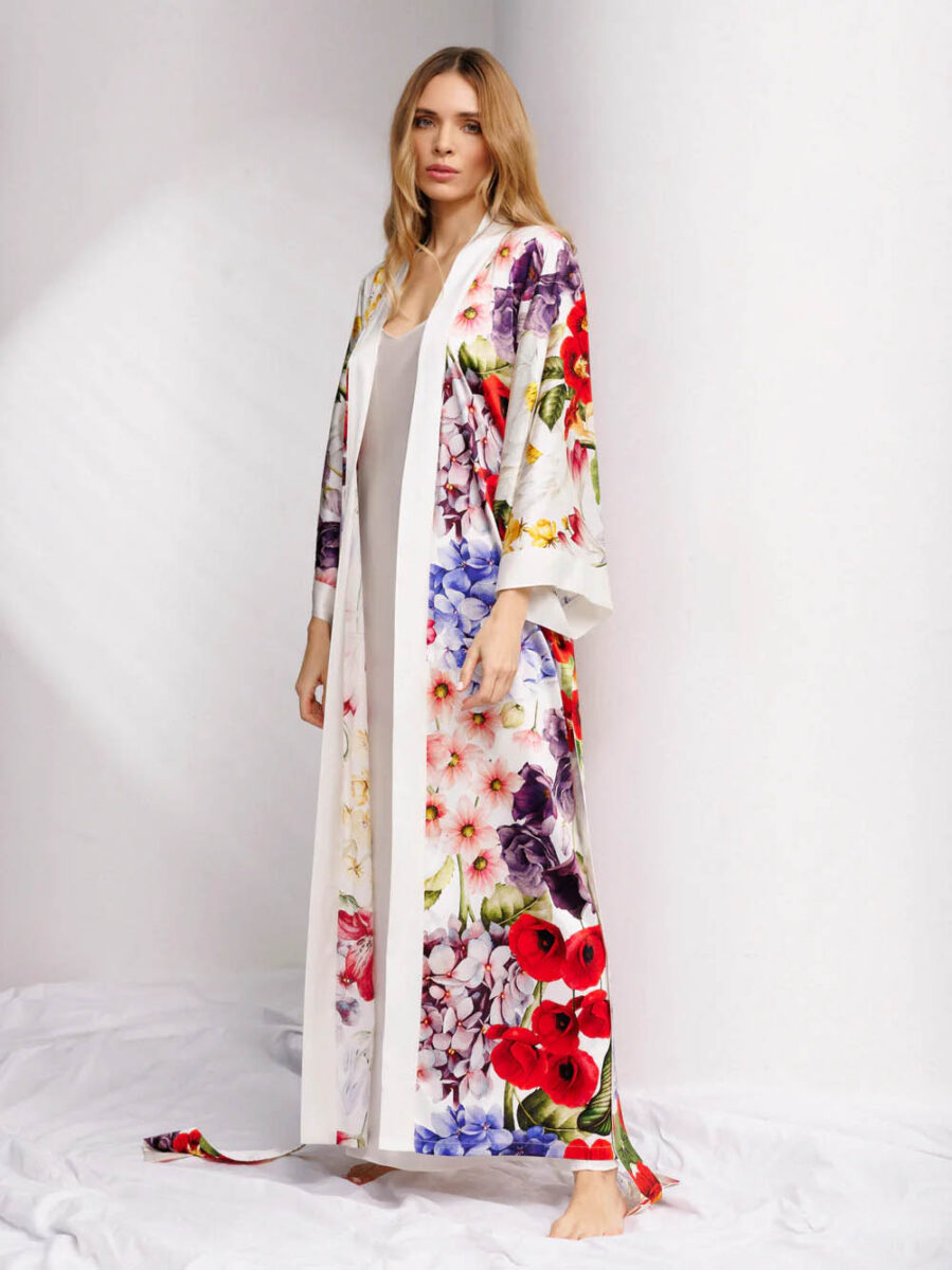 Vimissia floral silk robe