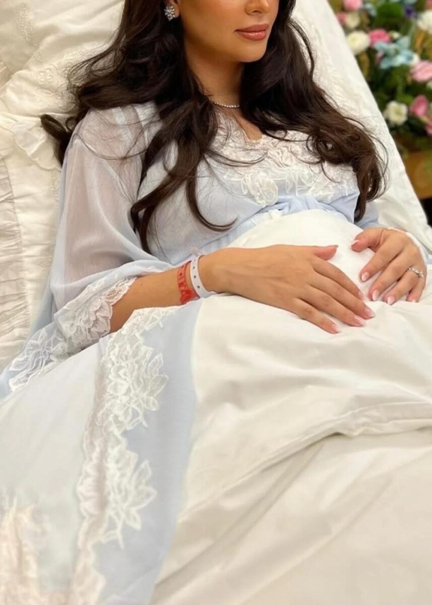 Bocan Couture Irina luxury chiffon breastfeeding nightgown and robe set with drop down shoulders