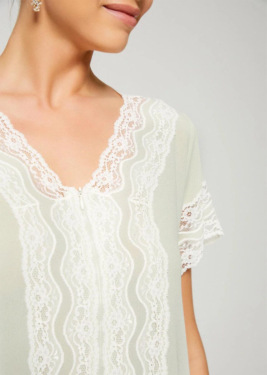 Bocan Couture Jade vicose rayon and lace luxury maternity nightgown with zipper