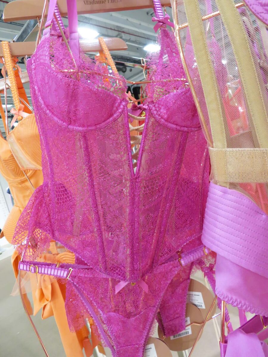 Maria Hohan Lucia Bombshell sparkly pink lace corset