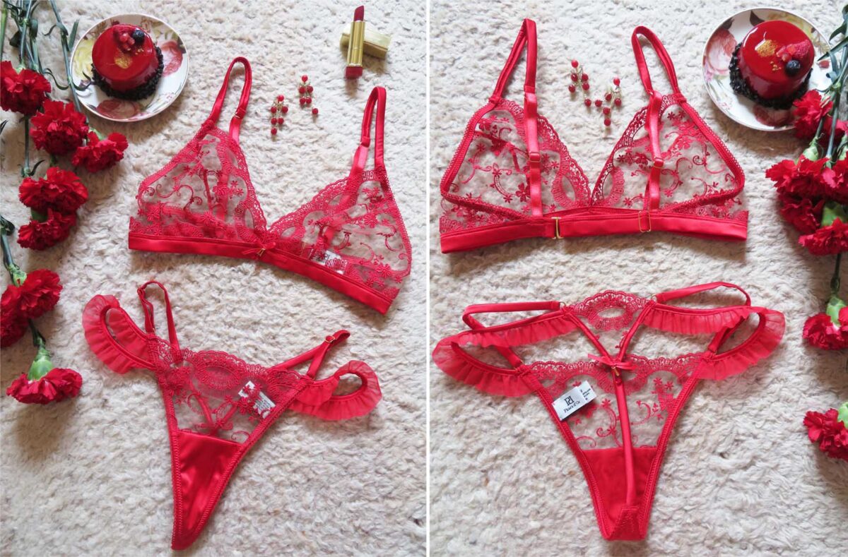 Phara d'Or Juliette red embroidery bralette set review