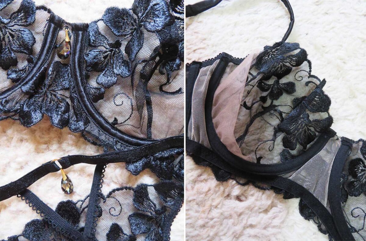 Phara d'Or Valerie black embroidered bra set review